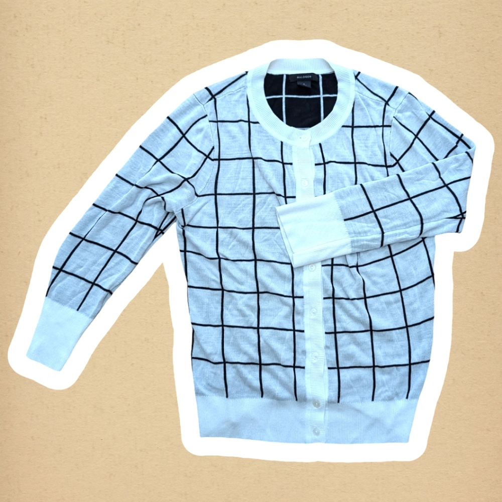 Halogen black and white checked cardigan NEW W/O TAGS